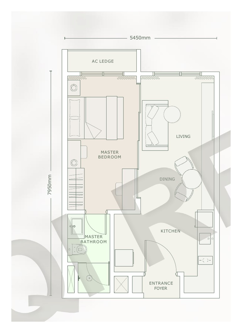 Type A 485 sqft floor plan