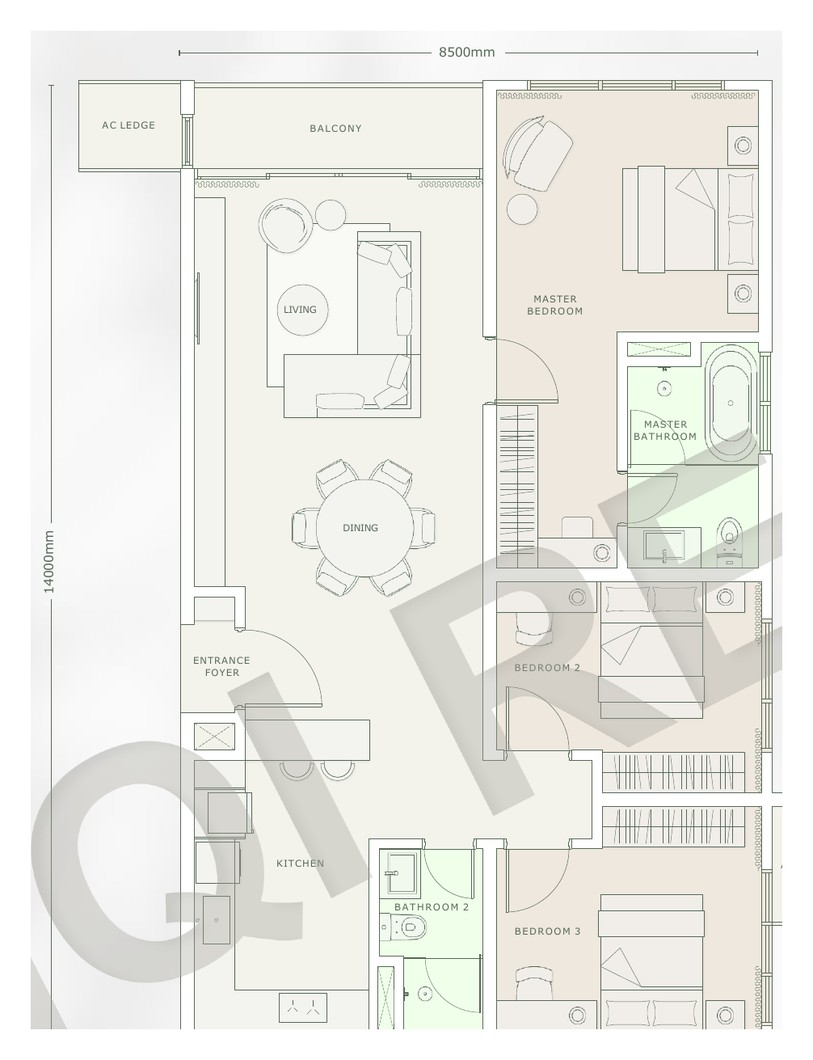 Type E2 1325 sqft floor plan