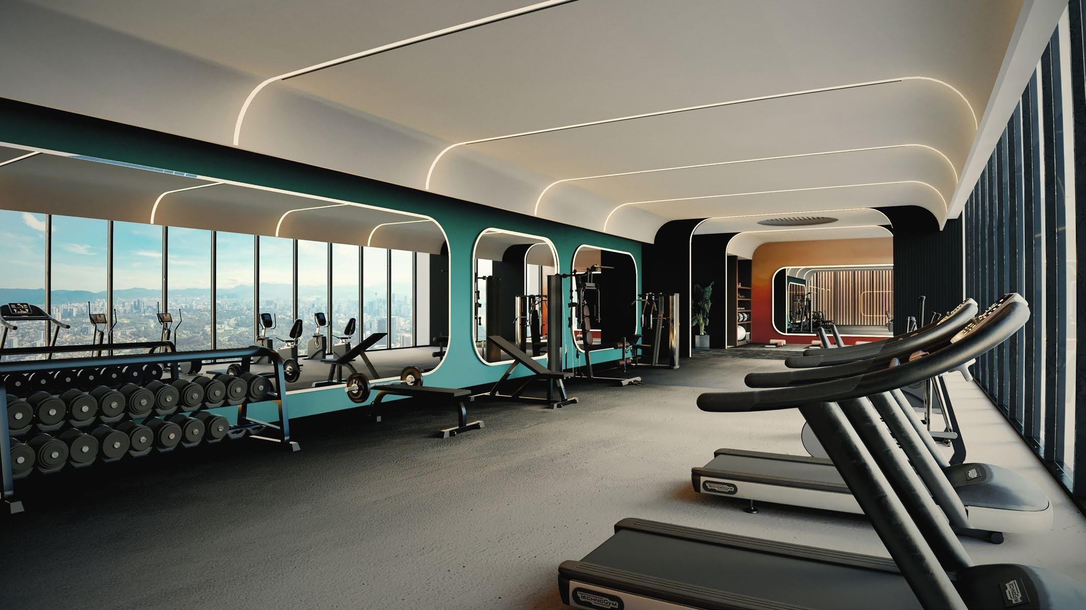 Sky gym with panoramic glazing