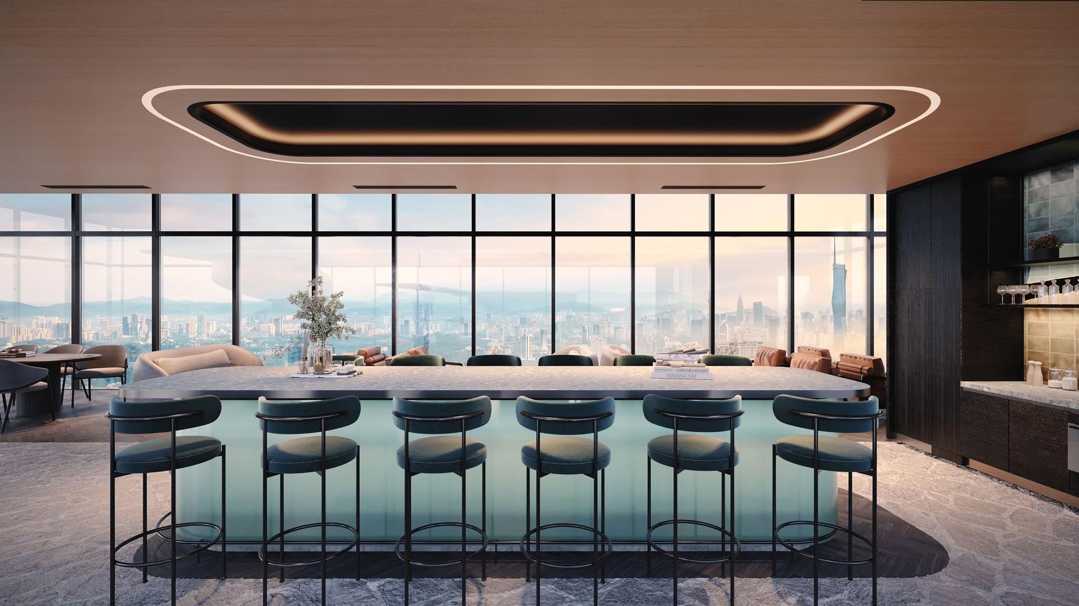 Sky lounge with city view