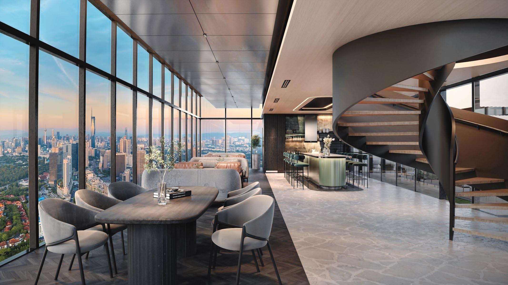 Sky terrace with city skyline